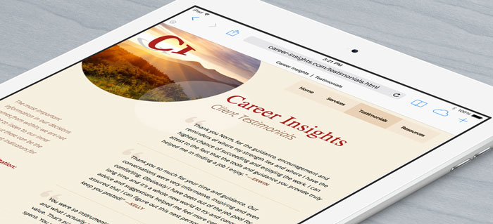 responsive website design shown on iPad